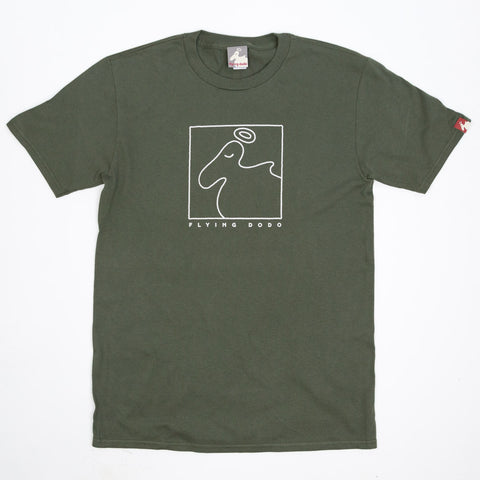 Men's Organic Cotton 'Square Dodo' T-Shirt - Lentil Green - Flying Dodo Clothing Company Cornwall